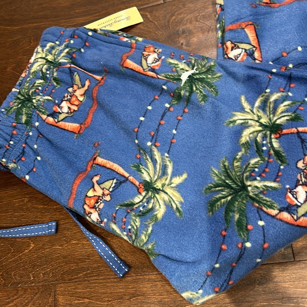 Tommy Bahama Men’s Pajama Pants Tropical Christmas Santa Fleece Palm Trees - Picture 2 of 3